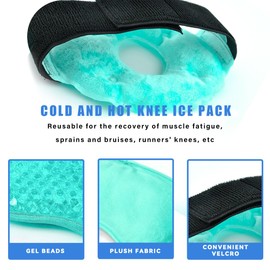 Cooling Knee Brace Adjustable,Ice Pack for Knee Injuries,Reusable Hot Cold Therapy Knee Wrap for Joint Pain Arthritis Meniscus Tear, Sprains & Swelling, 2 Packs(Green)