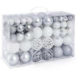 Christmas Baubles, Christmas Tree Decorations Ornaments Balls 100pcs Mixed 4 Sizes 3/4/6/8cm Assorted Shatterproof Hanging Bauble Set for Xmas Holiday Wedding Party Deco Home Festival Decors