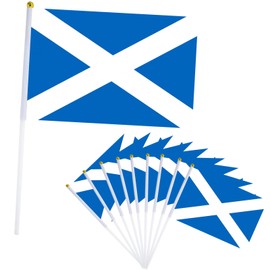 10pcs Small Scottish Flags on Sticks for Oly, Mini Stick Flags for Oly 2024, St. Andrew's Day & Football Decorations