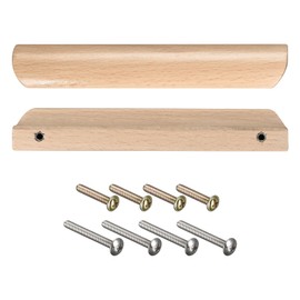 sourcing map Pack of 2 Wooden Handles 160 mm / 6.3 Inch Hole Spacing for Kitchen Furniture Drawer Wardrobe Cabinet