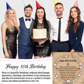 30th Birthday Gifts for Her, 30th Birthday Decorations for Her, Bracelets for Women with 30th Birthday Card 30 Year Old Sister Wife Best Friend Birthday Gifts for Women Unique