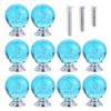 IEIK10 PCS Crystal Cabinet Knobs Azure Blue Round Glass Bubbles
