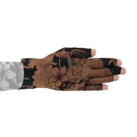 Lymphedivas Cherry Blossom Mocha Medical Graduated Compression Glove for Lymphedema (20-30 mmHg Large)