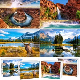 4 Pack Puzzles for Adults 1000 Pieces Rocky Mountain & Grand Canyon Colorado & Spirit Island, Nature Jigsaw Puzzles for Adults 1000 Pieces and Up