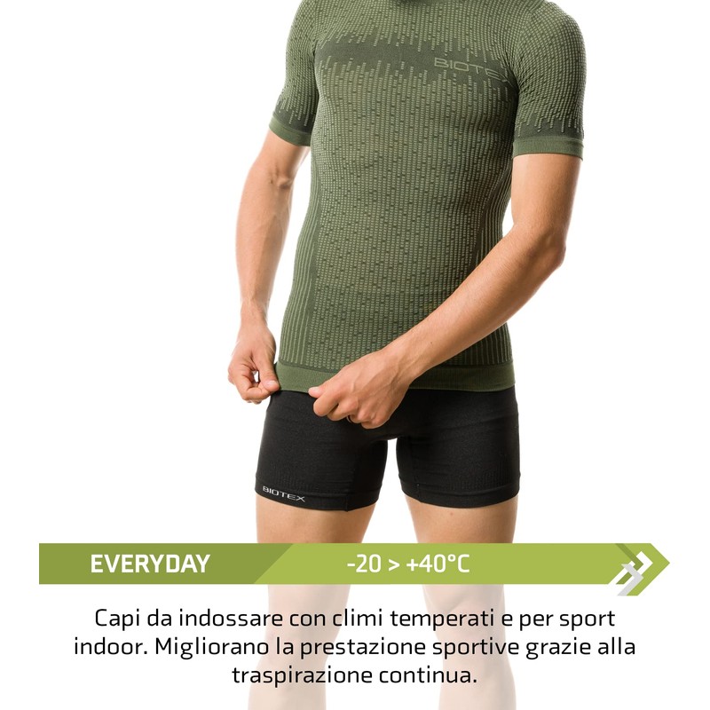 BIOTEX Bioflex Seamless Boxer fondello, Men's, Bioflex Seamless, 04 Nero