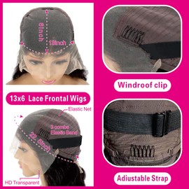 Nikiss Bob Wig Human Hair 13x6 Lace Front Bob Wigs Short Straight Bob Human Hair Wigs for Black Women 200 Density Pre Plucked with Baby Hair Natural Color 12 Inch