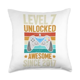 7. Geburtstag Mädchen 7. Geburtstag Deko Junge 7th Birthday Boy Girl 7 Years 2017 Funny Gift Throw Pillow, 18x18, Multicolor