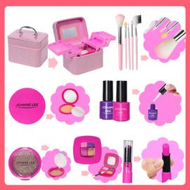 VisionKids Pretend Makeup for Toddlers, Kids Makeup Kit for Girl, Play Makeup for Little Girls，Makeup Sets for Girls Toddler Princess Toys Christmas Birthday for Girls Age 3 4 5 6 7 8 9 10 11 12 Year