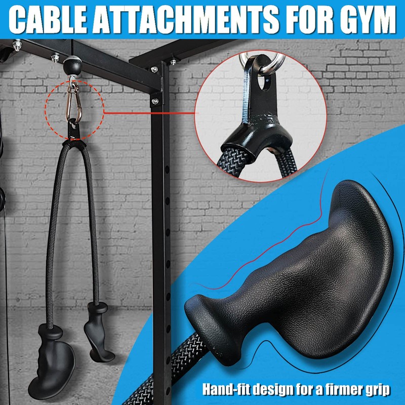 Ergonomic Tricep Rope Pull Down Attachment, Upgraded Long Triceps Rope
