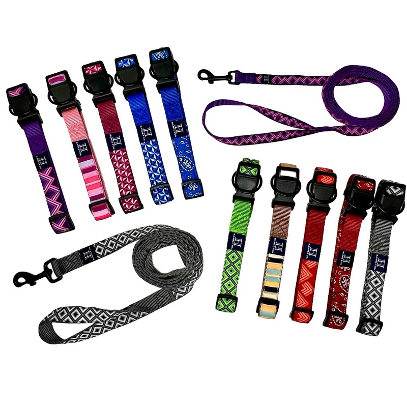 Hamilton Dog Collar, Adjustable Purple Dog Collar, Diamond Pattern Ribbon