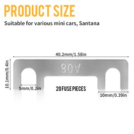 Blade Fuses Car, Pack of 20 Car Fuses 80 A Strip Fuses Standard Car Fuses Blade Fuse Maximum Voltage up to 32 V for Car Caravan