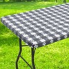Spotjoy Rectangle Vinyl Table Cloth, Waterproof Elastic Fitted Tablecloth with