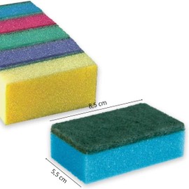 Absorbent Dish Sponge with Scouring Side - Pack of 10 All Purpose Kitchen Sponges - Ideal for Dishes, Surfaces and Utensils - Antibacterial Design and High Durability