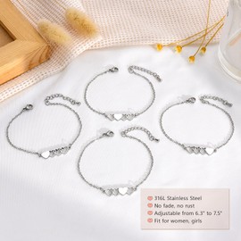 GBTBYS 4 PCS Best Friend Bracelet Heart Matching Sister Friendship Distance Bracelets for Women Girls BFF Bestie Daughter Niece Birthday Gifts