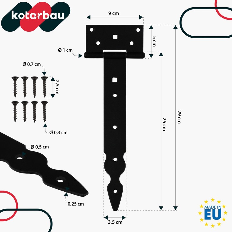 KOTARBAU® Cross Hinge T-Hinge Decorative Shutter Hinge Powder Coated Black