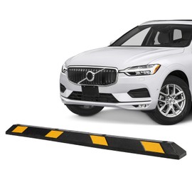 Elementool Heavy-Duty Rubber Parking Curb1 with 8 Reflective Strips - 72.8" Extra Wide Vehicle Stopper, 55,000 lb Capacity for Driveways, Garages & Commercial Lots (1 Pack)