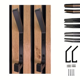Coat Hooks – Pack of 2 Colour-Coordinated Coat Hooks Acoustic Panels (Wood, Black, Concrete Grey) – Hooks Ideal for 13 or 15 mm Slat Spacing, Stable and Safe (Black, 15 mm)