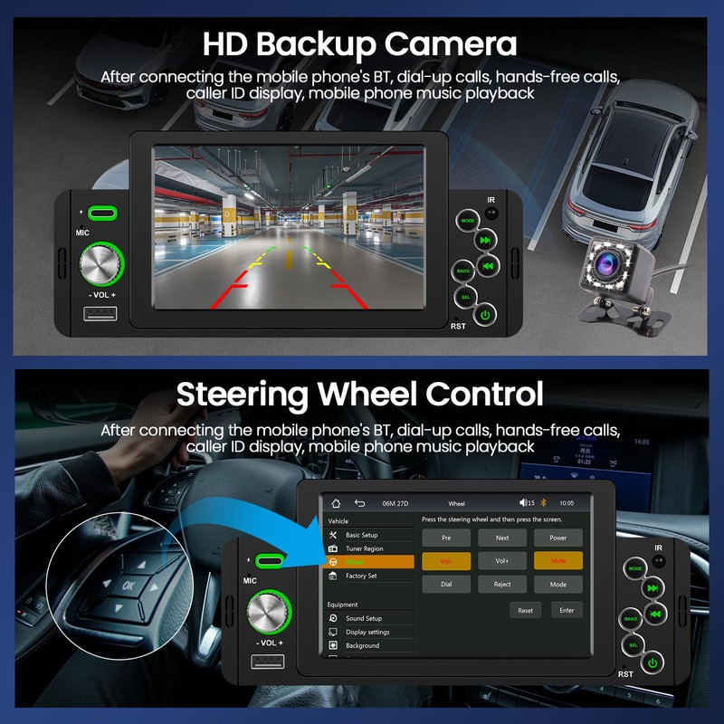 Hikity Car Radio 1 DIN Apple Carplay with Screen Android