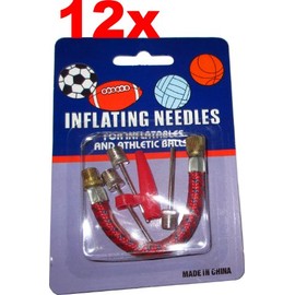 12x Ball Valve Needle Set for Inflating Balls, Balls Volley Ball Basketball etc. 3 Needles + Adapter