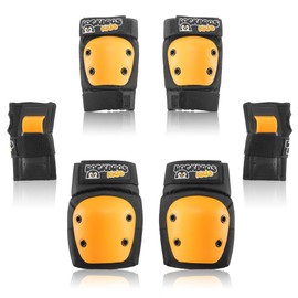 ROCKBROS Protector for Kids and Adults, Set of 6, Wrist, Elbow, Knee, Bicycle Protector, Skateboard Bike Protection, Sports with Storage Bag, Orange, Medium