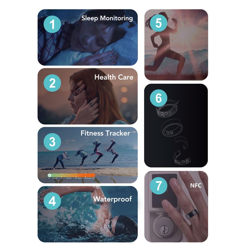 Smart Health Ring Sleep Monitor Waterproof Bluetooth Metal Activity Tracker