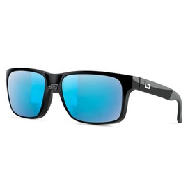 B.N.U.S Retro sports sunglasses for men women fashion blue mirrored lenses (B7066 Black/Blue Flash Non-Polarized, Glass Lens)