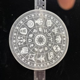 5 1/2” Selenite Charging Plate “zodiac Calendar “