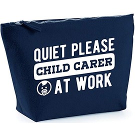 Hippowarehouse Quiet please child carer at work printed make up cosmetic wash bag 18x19x9cm