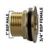 Solid brass water butt/rain barrel/tank threaded outlet adaptor/connector with 2
