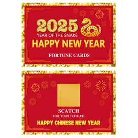 Ellzk 30 Count Chinese New Year 2025 Scratch Off Fortune Party Game Cards - Year of The Snake Decorations & Favors for Lunar New Year's Celebration Office Party
