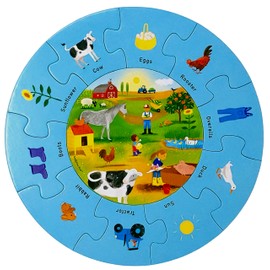 MOLLYBEE KIDS Toddler Seek-and-Find Activity Puzzle on The Farm, Toddler Scavenger Hunt Activity Puzzle, Ages 2+, 11 Pieces, Double-Sided