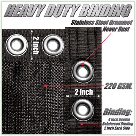 ColourTree 8' x 50' Black Plus Extra Heavy Duty Fence Screen Privacy Screen - Commercial Grade 220 GSM - Heavy Duty - 3 Years Warranty