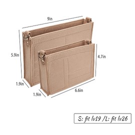 Vercord Felt Purse Insert Organizer 26 19 Toiletry Pouch Insert with D Ring Attach Chain Strap Beige S