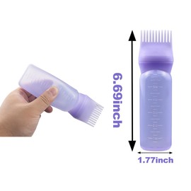 ELANE 4PCS Hair Oiler Comb Bottle,Root Comb Applicator Bottle for Hair Oil Scalp Oil Applicator Hair Oiling Applicator,Hair Oil Bottle Applicator 6oz (2Pink+2Purple)