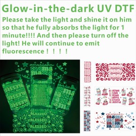 UV DTF Wrap Cup Transfer Stickers for 16 OZ Libbey Glasses, 10 pcs, Laser and Glow-in-The-Dark Transfer Stickers with a Transfer Tool, Waterproof Stickers, Decals of Decor, DIY Crafts