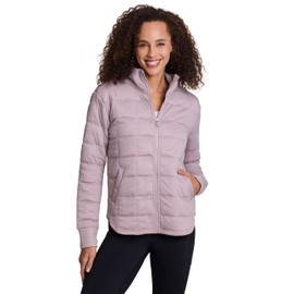 RBX Active Women's Jacket, Ultra Lightweight Full Zip Quilted Jacket with Pockets All Season Mock Neck Zip Up Sweatshirt for Hiking, Workouts Chalk Pink S