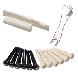 Acoustic Guitar Bridge Pins Guitar Puller Remover Bridge Extractor Tool with Guitar Nut and 12 Pieces Guitar Bridge Pins