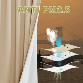 NICETOWN Living Room Noise Reducing Curtain, Privacy Protection & Completely Shaded Lower PM2.5 Particles Drape, Lined Insulated Window Treatment Panel(Biscotti Beige, 1 Piece, W100 x L84)