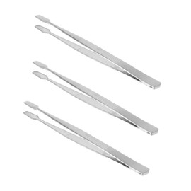 TOVINANNA 3pcs Stainless Steel Eyelash Tweezer Set Stamp Nipper for Stamp Making False Eyelash Tweezer Concavoconvex Handle