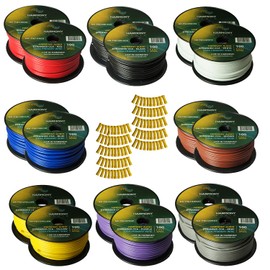 Harmony Audio Primary Single Conductor 12 Gauge Power or Ground Wire - 16 Rolls - 1600 Feet - 6 Color Mix for Car Audio/Trailer/Model Train/Remote