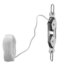 XPOtool Pulley up to 180 kg with 20 m nylon rope, pulley with pulley and circlips, hand winch up to 3 m lifting height, hand cable hoist 6:1