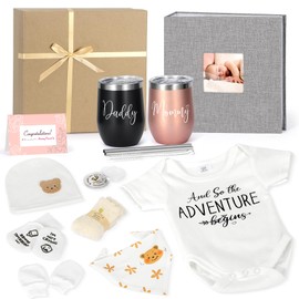 GIGPADE New Mom Gifts,Gender Reveal Gift,Pregnancy Gift for Expecting Mom,Pregnancy Announcement Baby Shower Gifts Basket with Baby Photo Albums,Tumbler for New Parents, First Time Mom,Gender Reveal