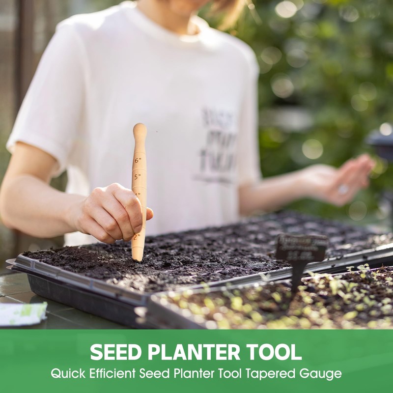 Bothyi Wooden Seed Dibber with Measurement Handheld Save Time Ergonomic