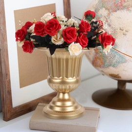 HOMSFOU Metal Wedding Trumpet Vase Stand Gold Urn Vase Tabletop Wedding Centerpieces Vase Flower Arrangement Pot Christmas Party Decoration