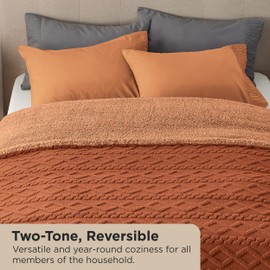 Bedsure Sherpa King Size Blanket for Bed- Fuzzy Soft Cozy Blanket King Size, Fleece Thick Warm Christmas Blanket for Winter, Orange, 108x90 Inches