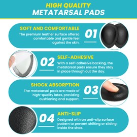 JUMPOW Metatarsal Pads Ball of Foot Cushion - 3 Pairs, 1/3” Thick Metatarsal Pads, Strong Adhesive Forefoot Pads, Ball of Foot Cushions for Women Men Metatarsalgia, Neuroma, Plantar Fasciitis Relief