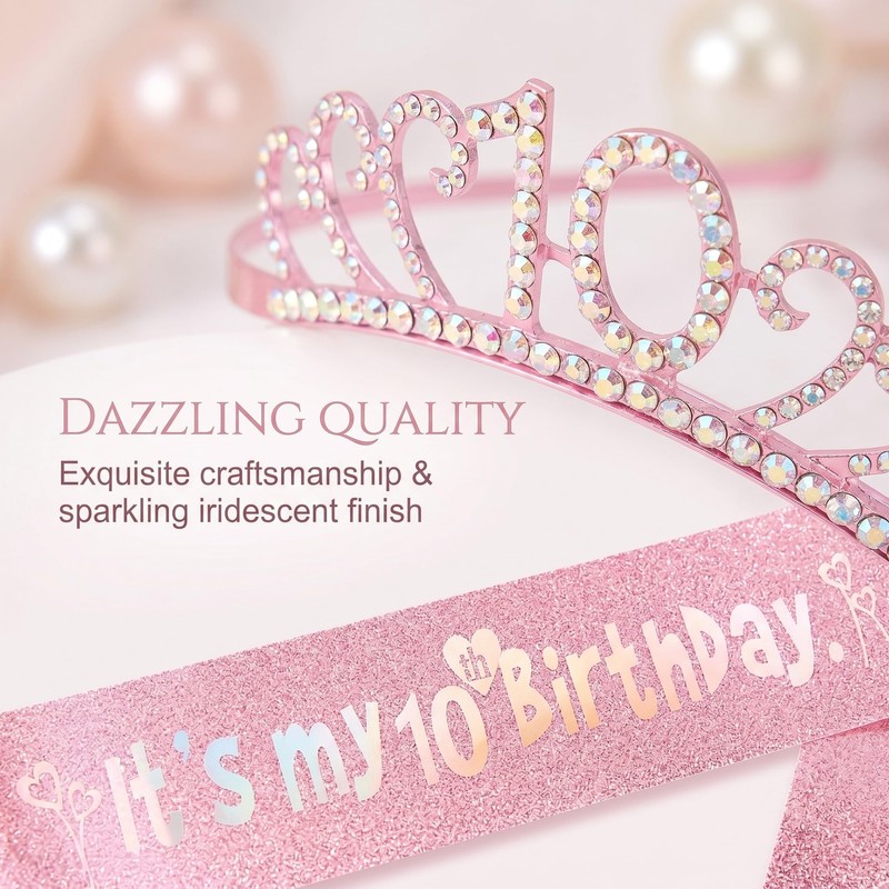 Set Fascia e Corona Compleanno per Ragazza 10 Anni, Accessori