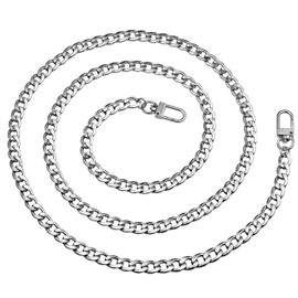 Vordas 120cm DIY Eisen Flache Kette Strap, Metallkette Schulter Riemen für Damen Handtaschen Umhängetasche (Silber)