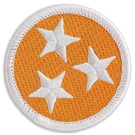 Orange Tennessee Tristar Patch - 2" Diameter Round Embroidered Patch (Iron-on)