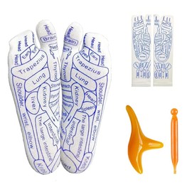 Reflexology Socks with Tools, Acupressure Reflexology Socks Set with Trigger Point Massage Tool, Foot Massage Socks for Tired Relieve (Men,Size 40-45)